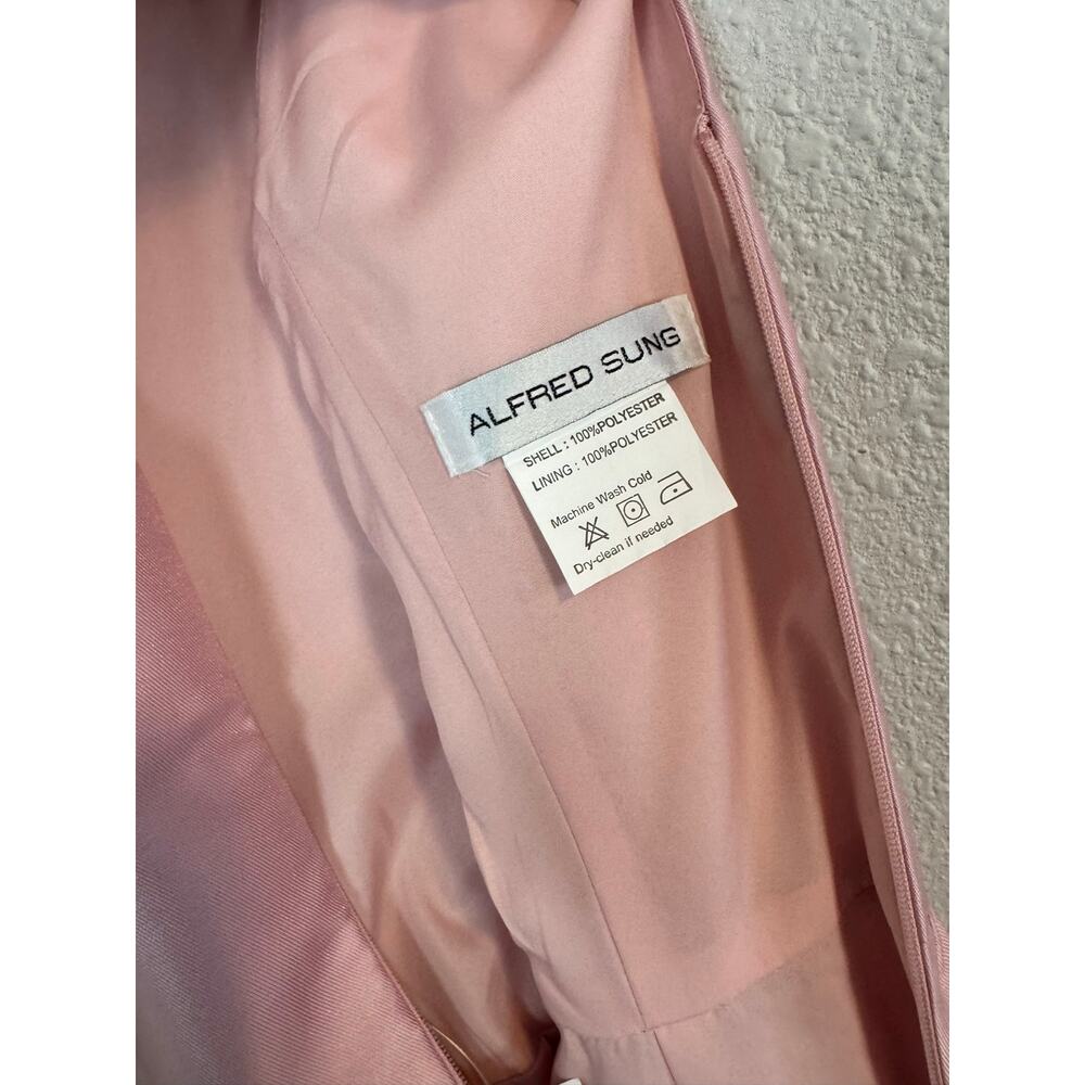 Alfred Sung D707 Rose Satin Maxi Dress Sleeveless Keyhole Back 4 - Picture 9 of 9